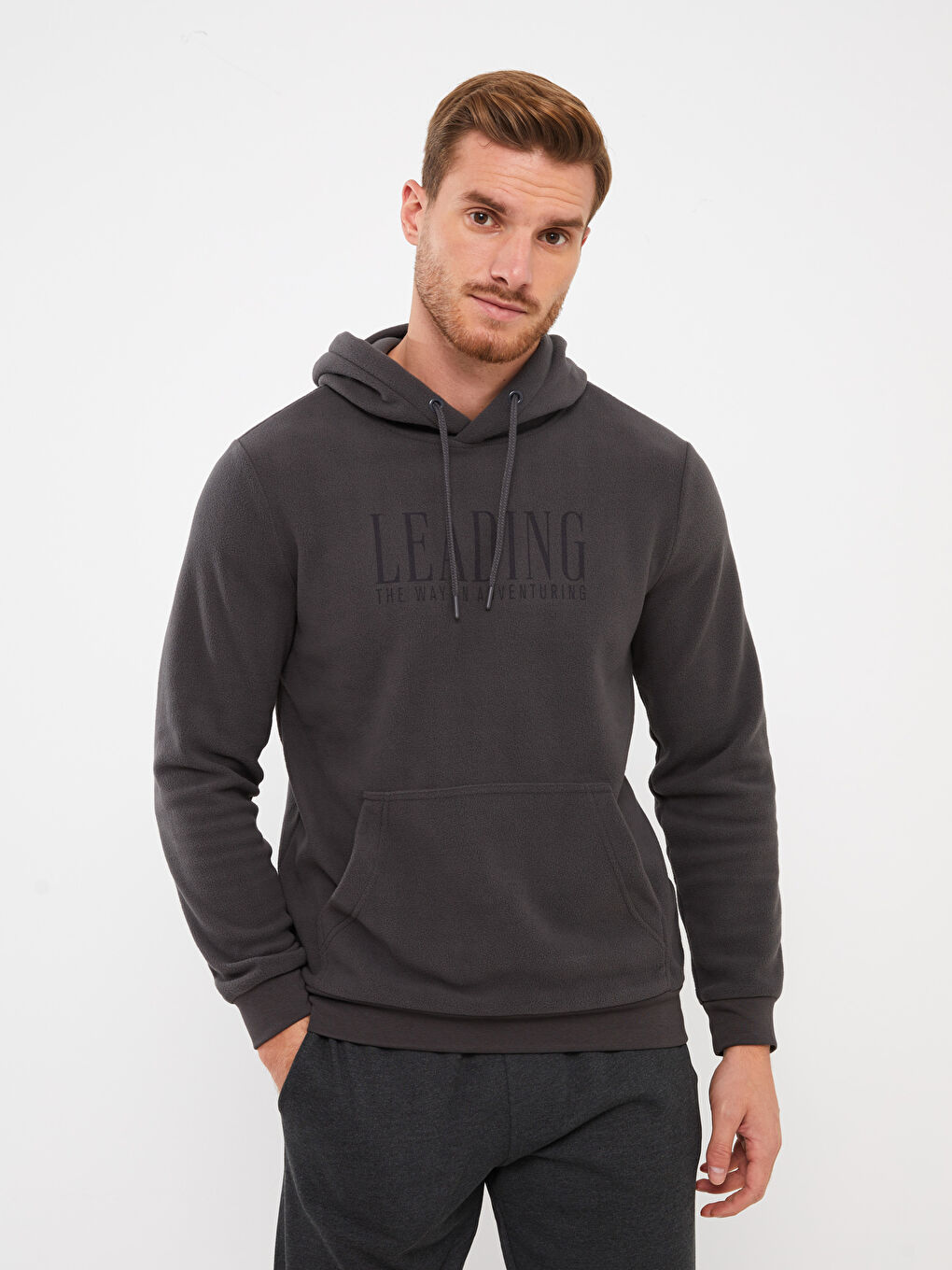 LCWAIKIKI Classic Long Sleeve Printed Polar Men's Hoodie -W3CB36Z8-JPT