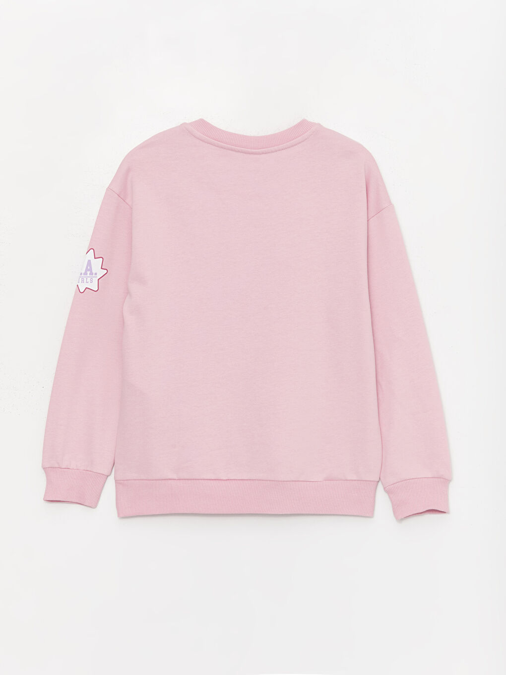 LCW Kids Pembe Bisiklet Yaka Baskılı Uzun Kollu Kız Çocuk Sweatshirt - 1