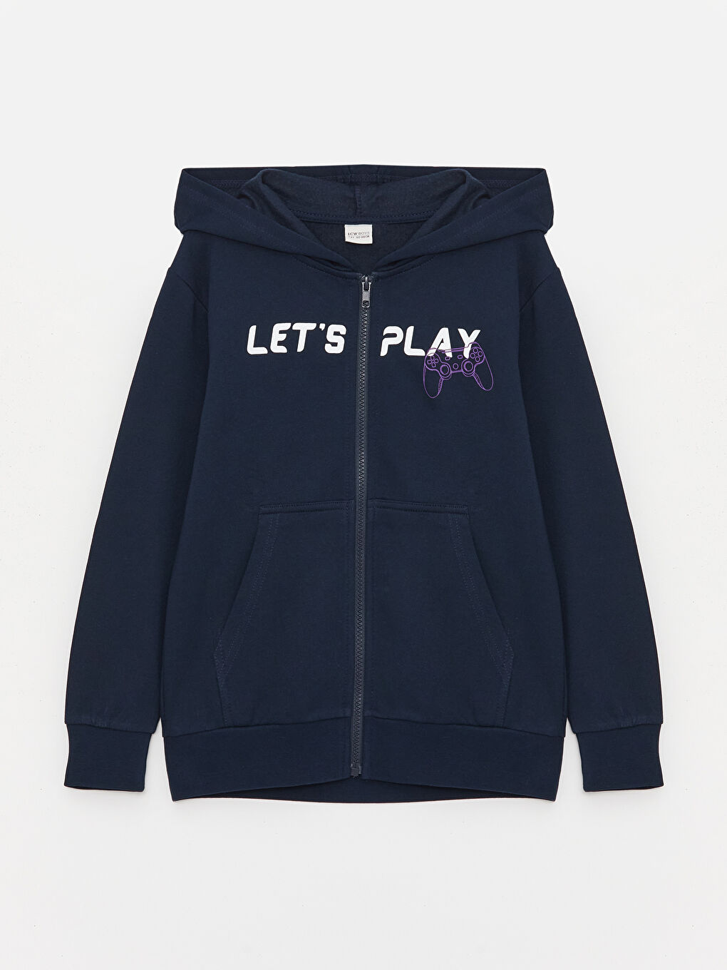 LCW Kids Hooded Printed Long Sleeve Boys' Zippered Sweatshirt -W3CC32Z4-DWP