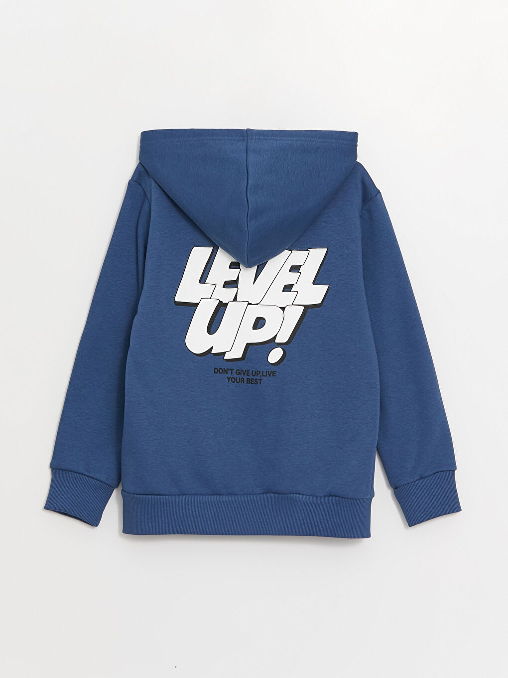 LCW Kids Açık Lacivert Kapüşonlu Baskılı Uzun Kollu Erkek Çocuk Fermuarlı Sweatshirt - 2