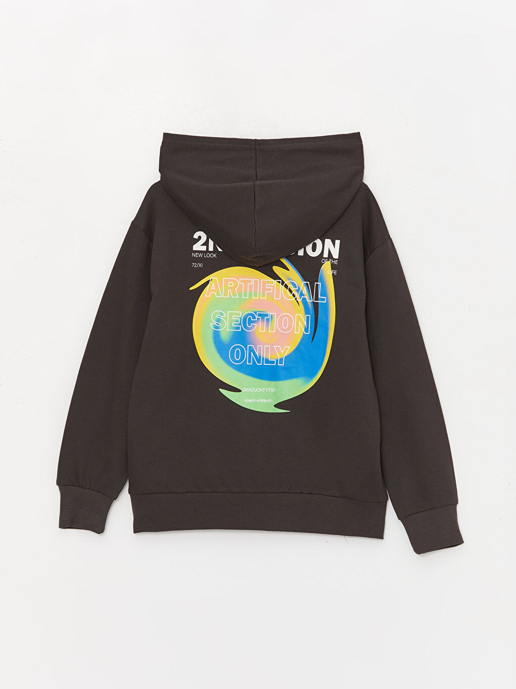 LCW Kids Antrasit Rahat Kalıp Baskılı Erkek Çocuk Hoodie - 1