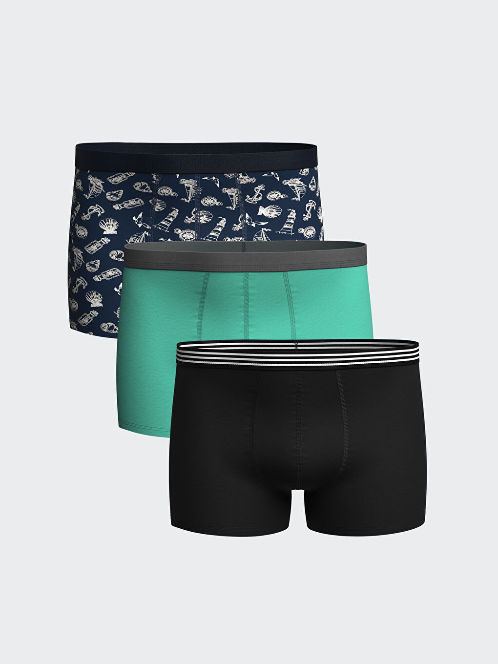 Karışık Standart Kalıp Pamuklu Esnek Erkek Boxer 3'lü