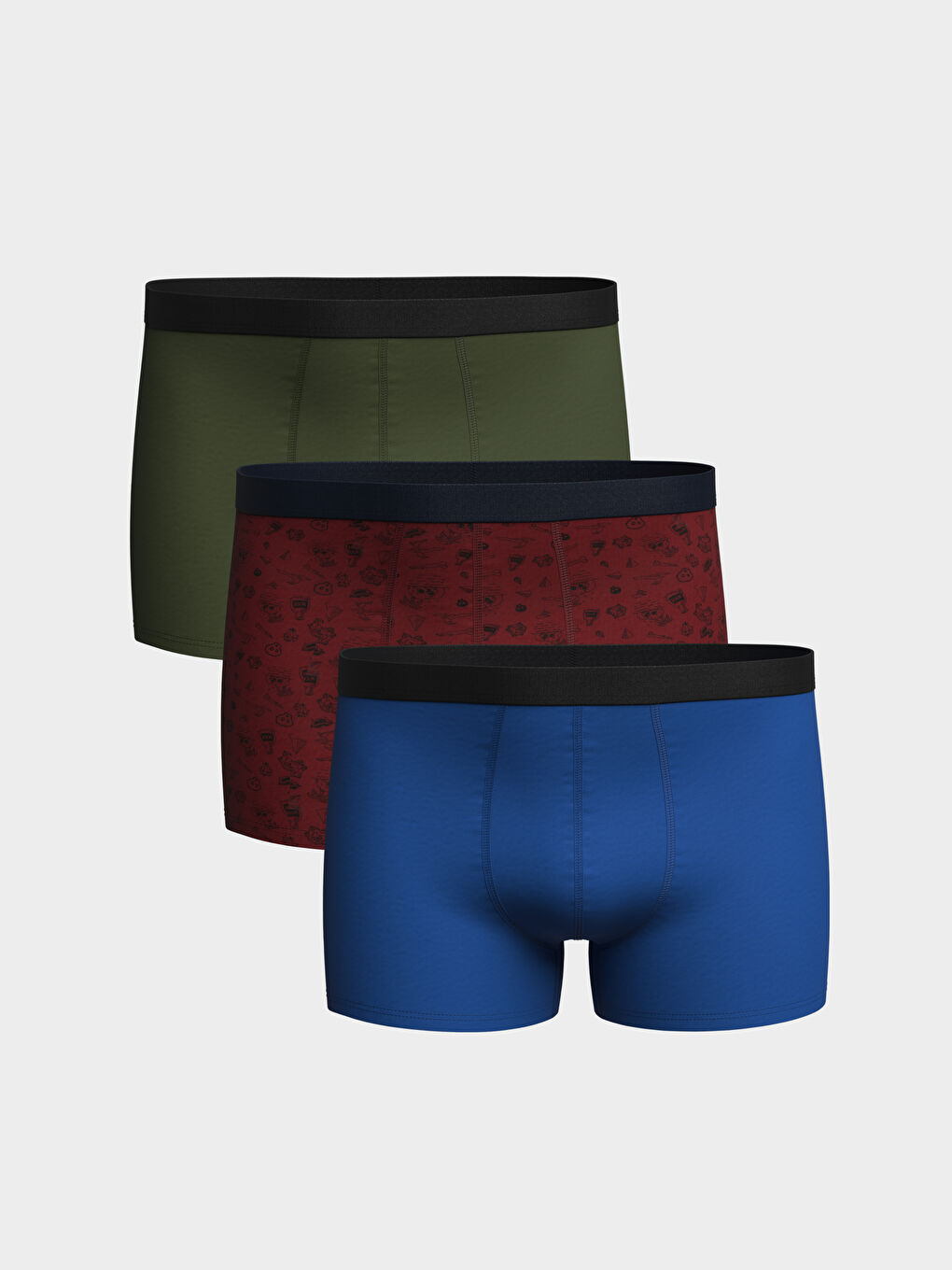 Karışık Standart Kalıp Pamuklu Esnek Erkek Boxer 3'lü