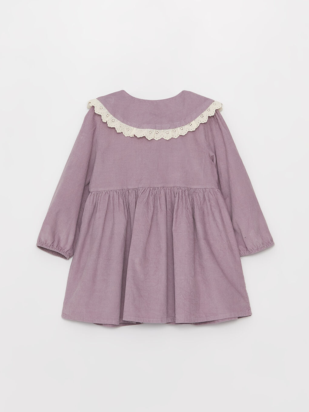 Robe Bébé Fille en Velours à Col Claudine et Manches Longues-1