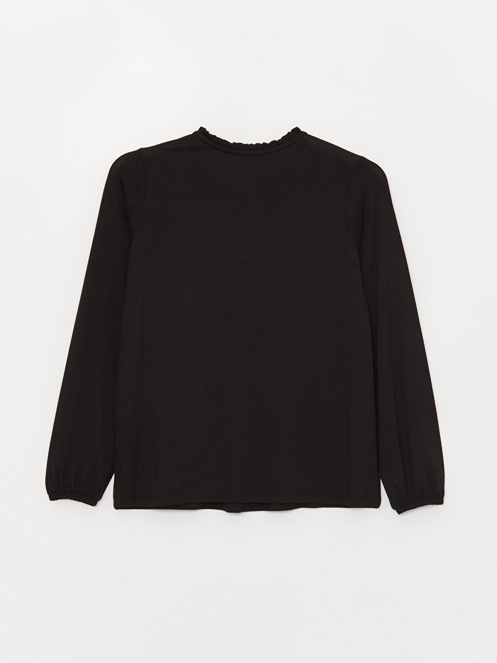 Siyah Bağlamalı Yaka Düz Uzun Kollu Kadın Bluz-6