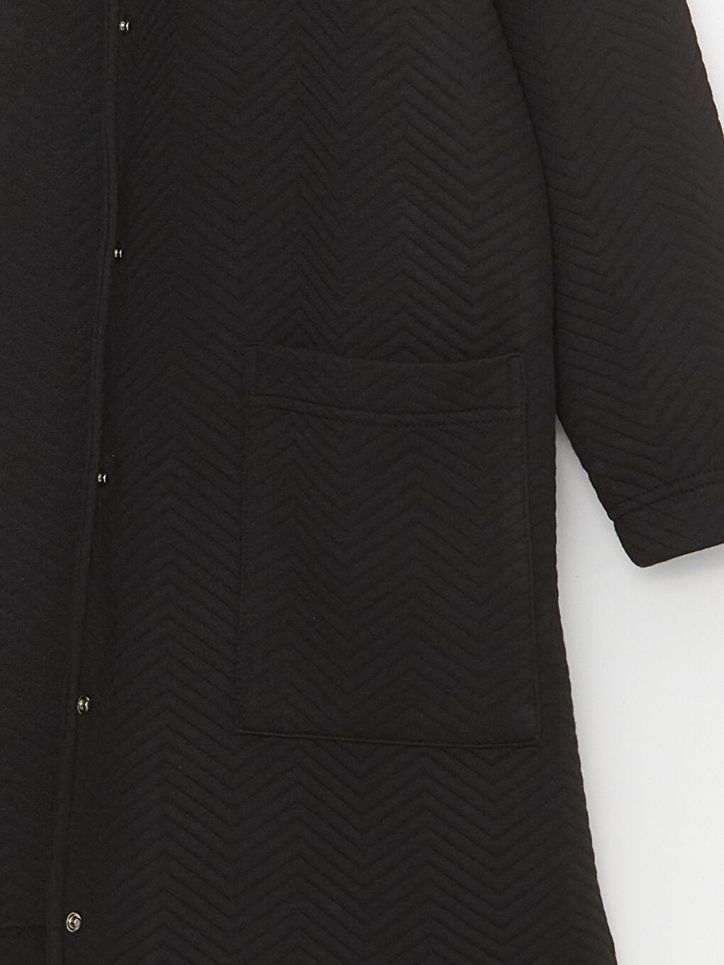 Siyah Kolej Yaka Kendinden Desenli Uzun Kollu Kadın Hırka-7