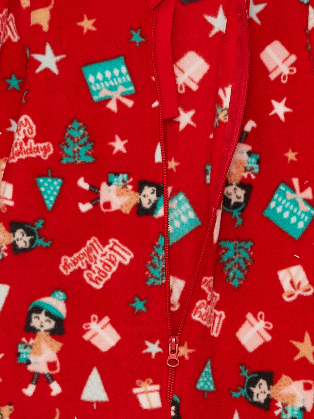Kırmızı Bisiklet Yaka Yılbaşı Temalı Polar Kız Çocuk Uyku Tulumu-1