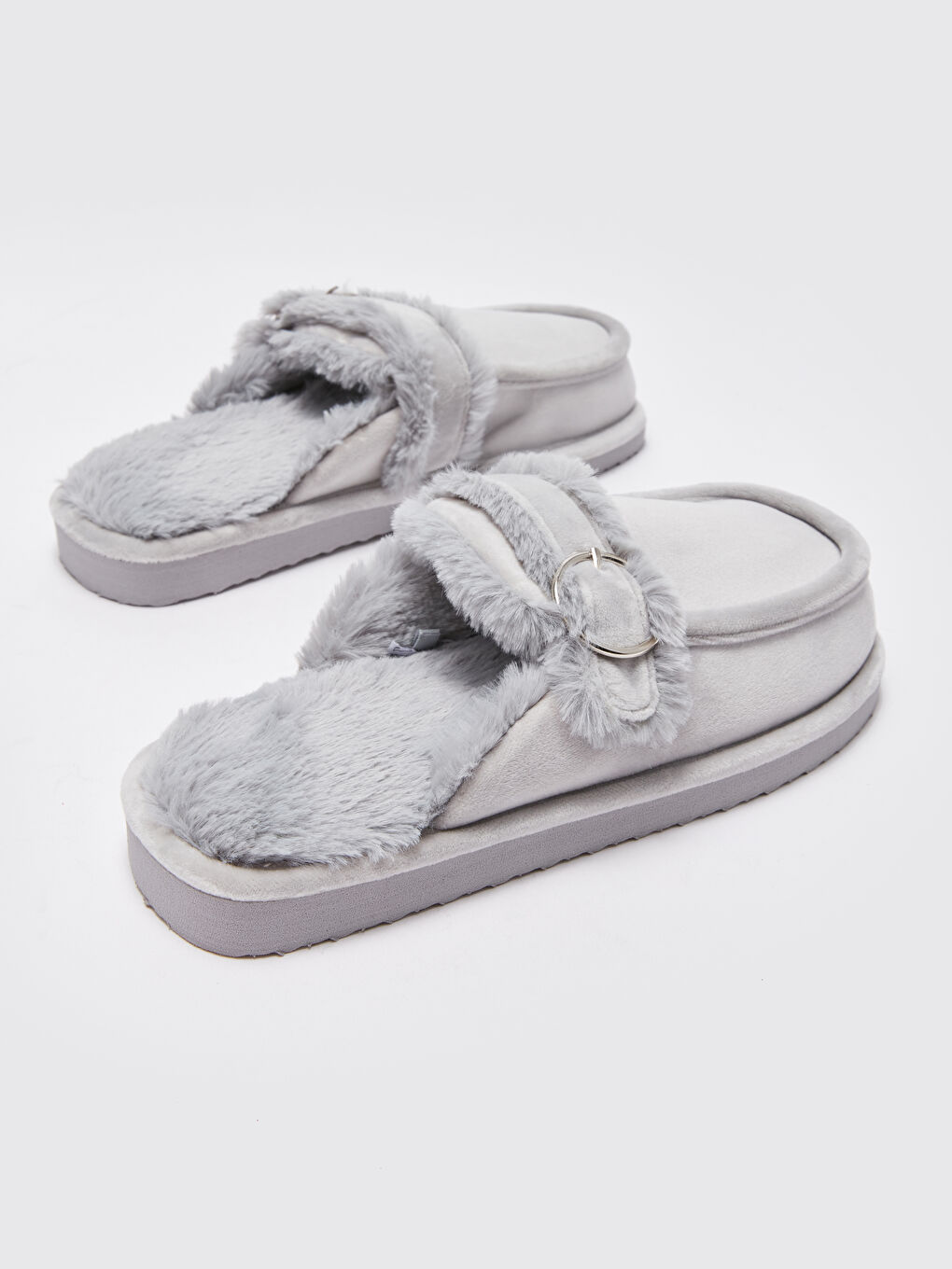 Gri Önü Kapalı Süet Kadın Ev Terliği-4