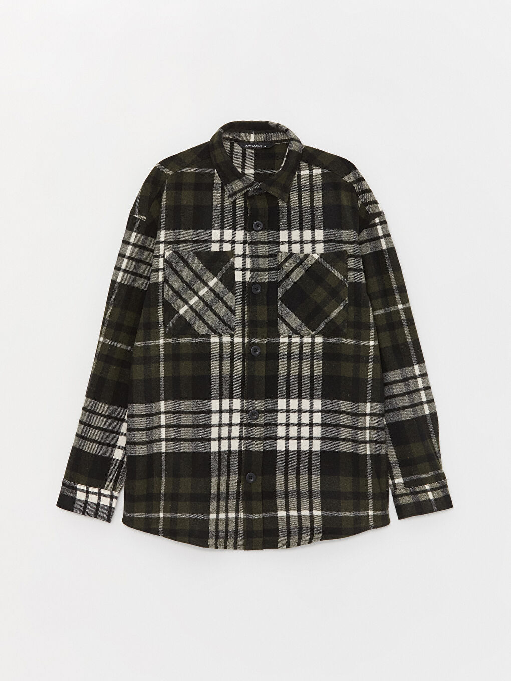 Regular Fit Long Sleeve Plaid Gabardine Men's Shirt Jacket-5