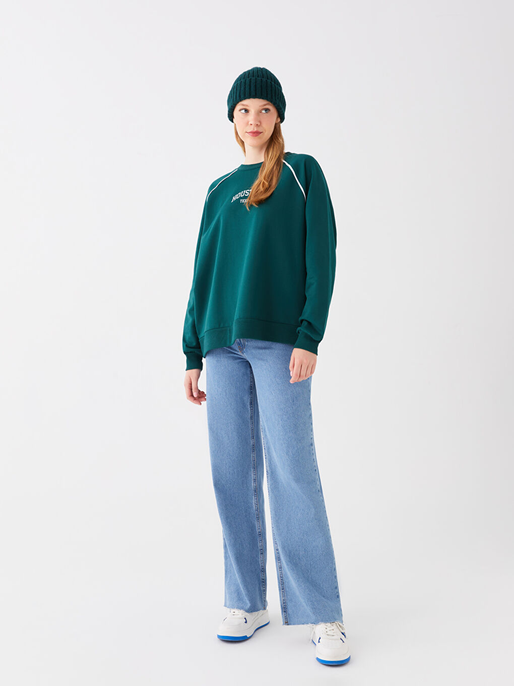 Crew Neck Printed Oversize Women's Thick Sweatshirt-2