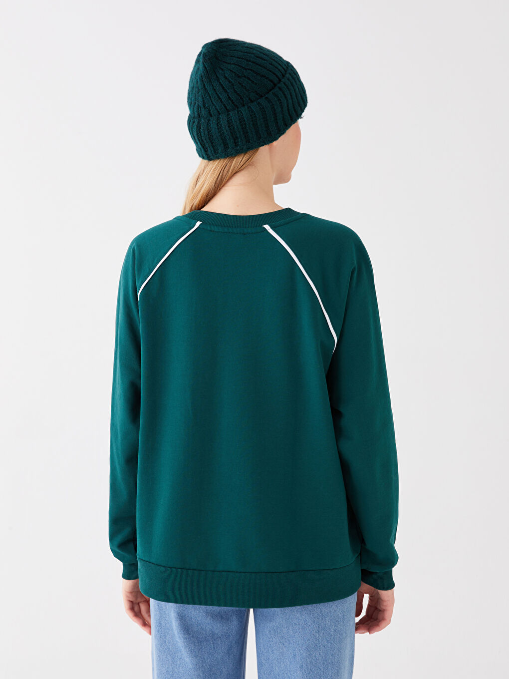 Crew Neck Printed Oversize Women's Thick Sweatshirt-4