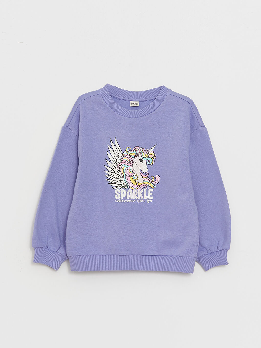 LCW Kids Mat Lila Bisiklet Yaka Baskılı Uzun Kollu Kız Çocuk Sweatshirt - 2