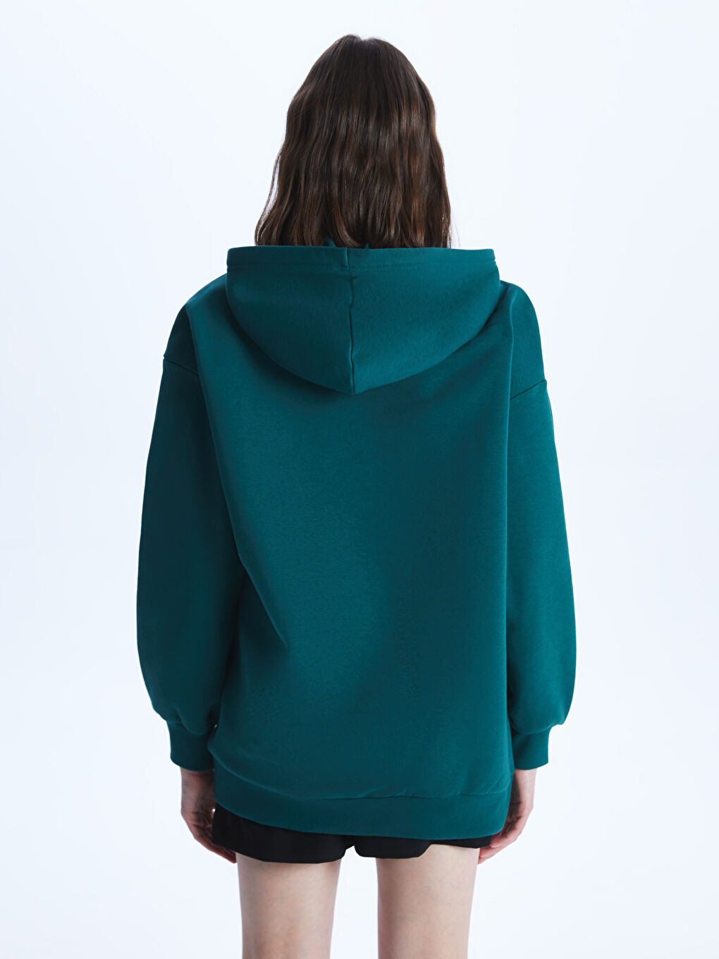 LCW Vision Yeşil Baskılı Oversize Kadın Kalın Hoodie - 4