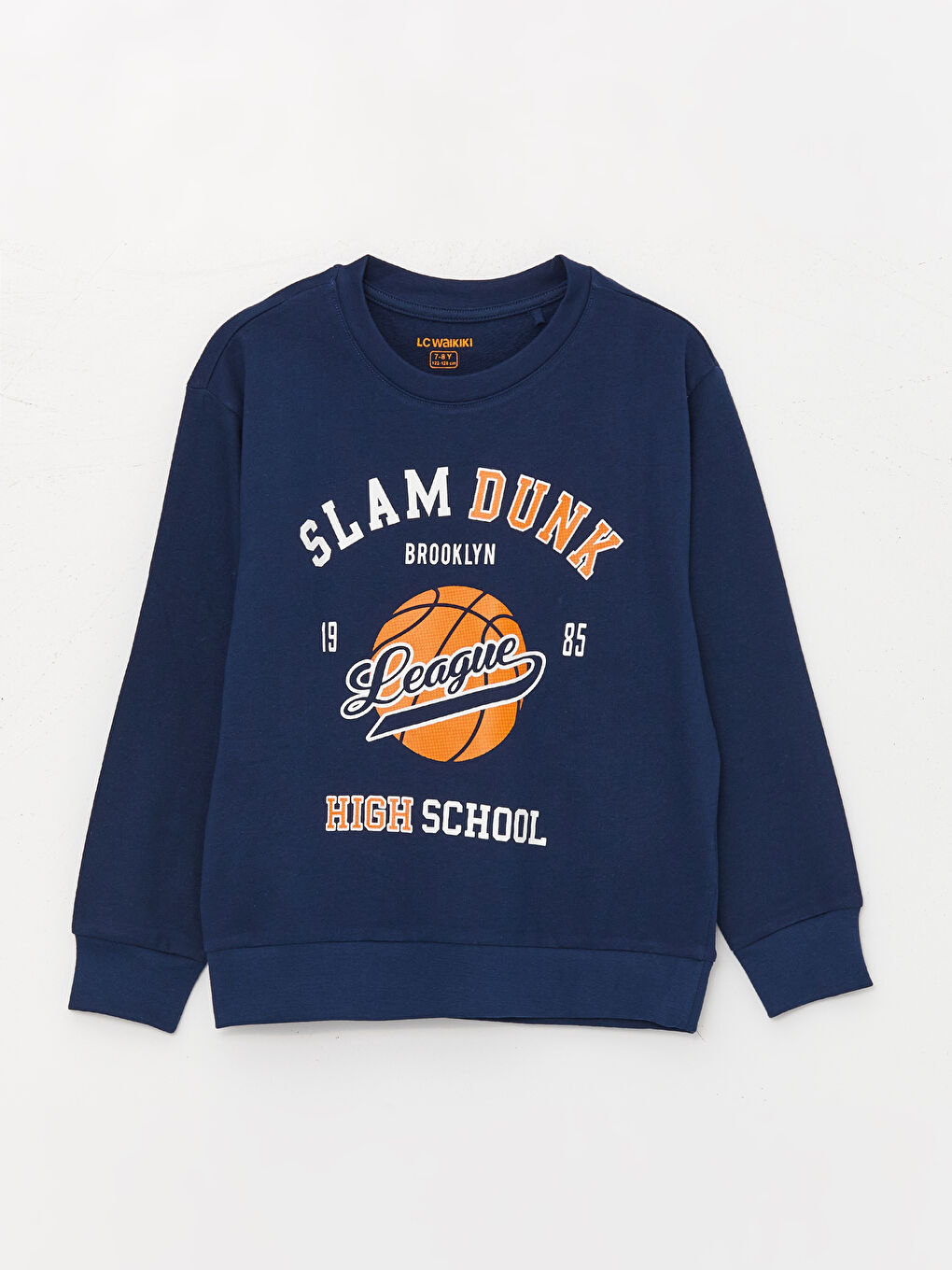 Lacivert Bisiklet Yaka Baskılı Uzun Kollu Erkek Çocuk Pijama Takımı-1