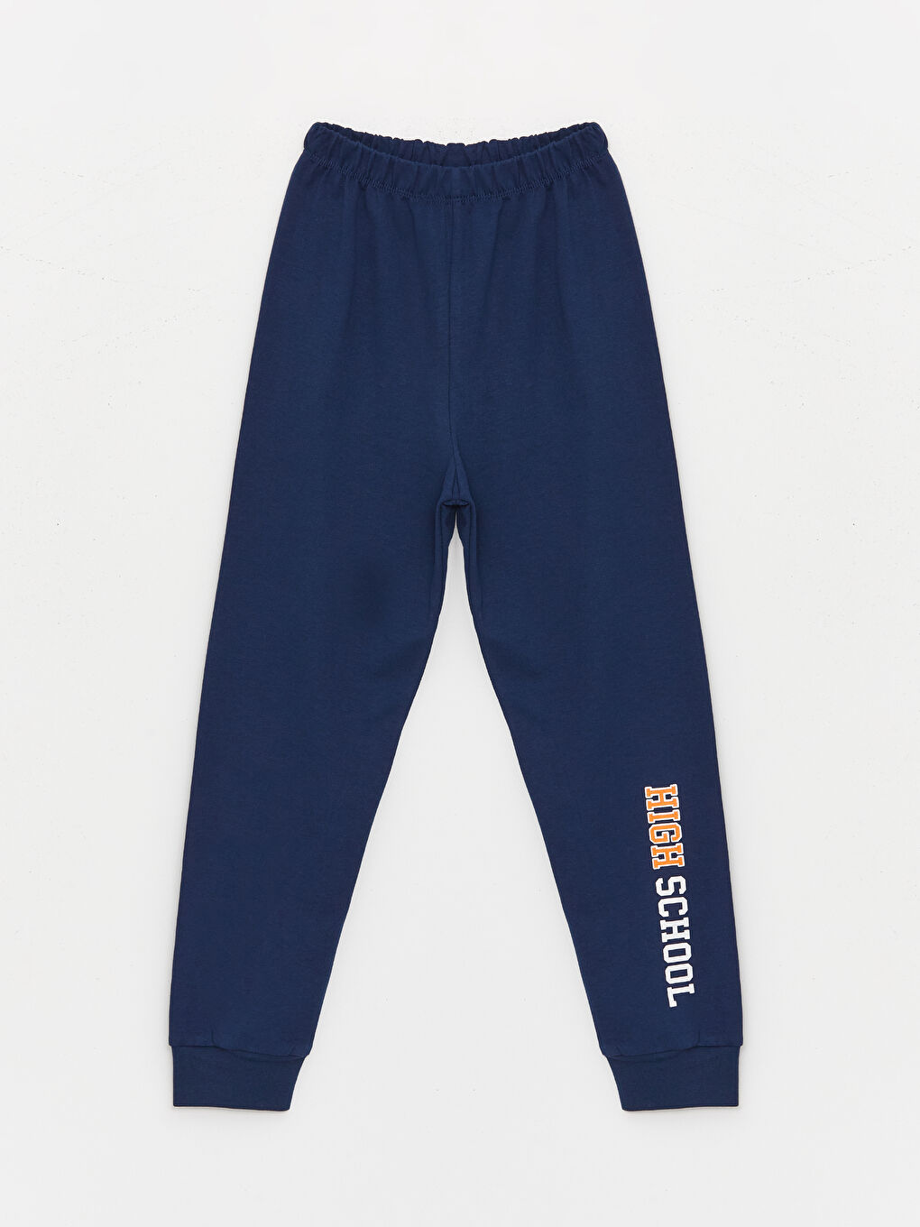 Lacivert Bisiklet Yaka Baskılı Uzun Kollu Erkek Çocuk Pijama Takımı-3