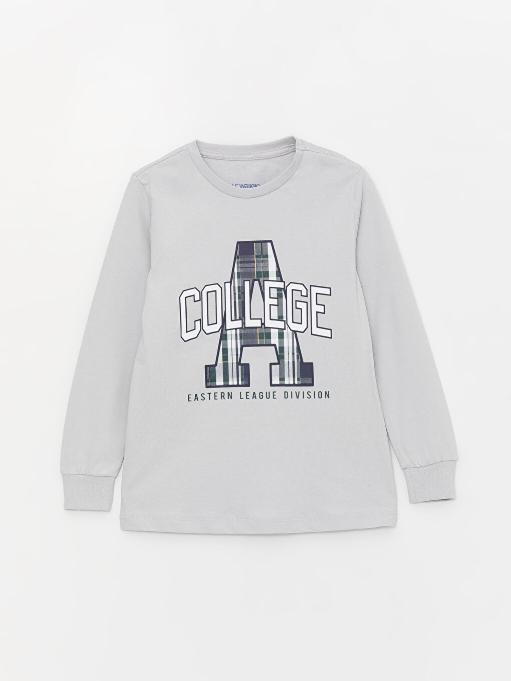 Gri Bisiklet Yaka Baskılı Uzun Kollu Erkek Çocuk Pijama Takımı-1