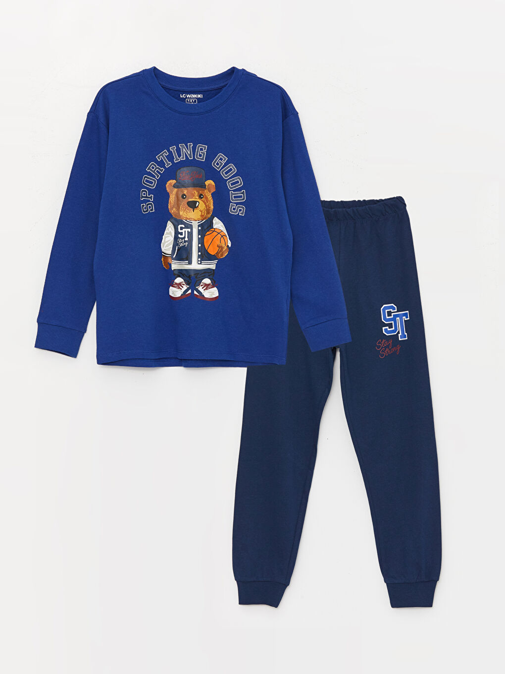 LCW Kids Bisiklet Yaka Baskılı Uzun Kollu Erkek Çocuk Pijama Takımı -W3CE31Z4-HRS