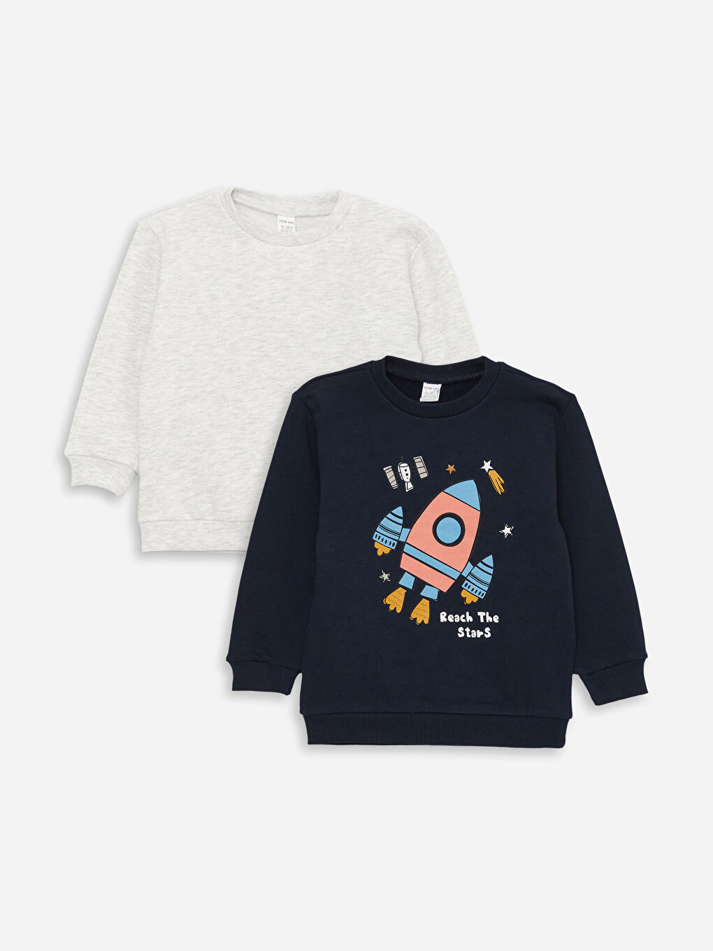 LCW baby Lacivert Bisiklet Yaka Uzun Kollu Erkek Bebek Sweatshirt 2'li