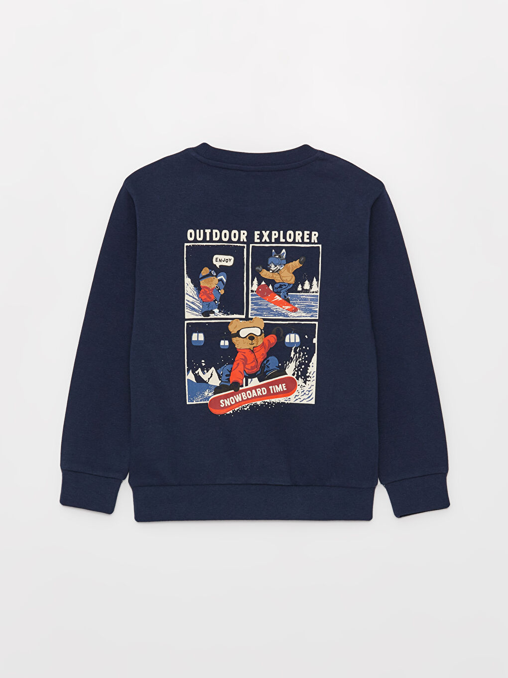 Crew Neck Bear Teddy Printed Long Sleeve Boys' Sweatshirt and Sweatpants-3