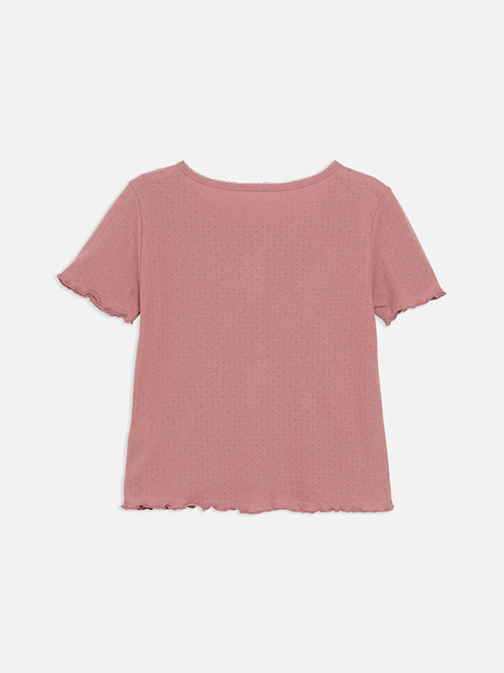 Pembe Bisiklet Yaka Desenli Kısa Kollu Kadın Pijama Takımı-7