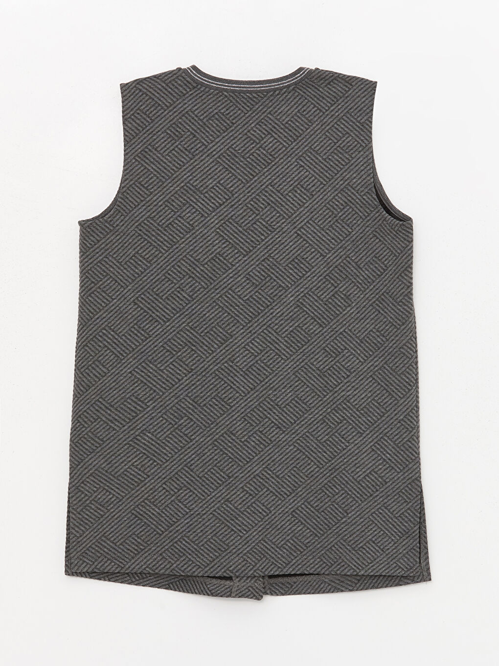 Antrasit Kolej Yaka Kendinden Desenli Kadın Yelek-5