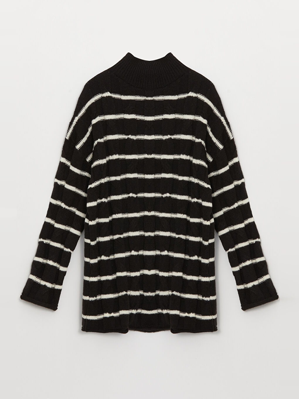 LCW Modest Half Turtleneck Striped Long Sleeve Women's Knitwear Sweater -W3CF67Z8-LEG