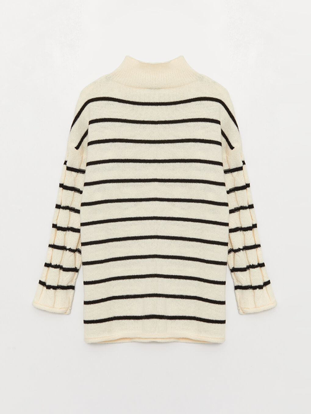 LCW Modest Half Turtleneck Striped Long Sleeve Women's Knitwear Sweater -W3CF67Z8-SZ5