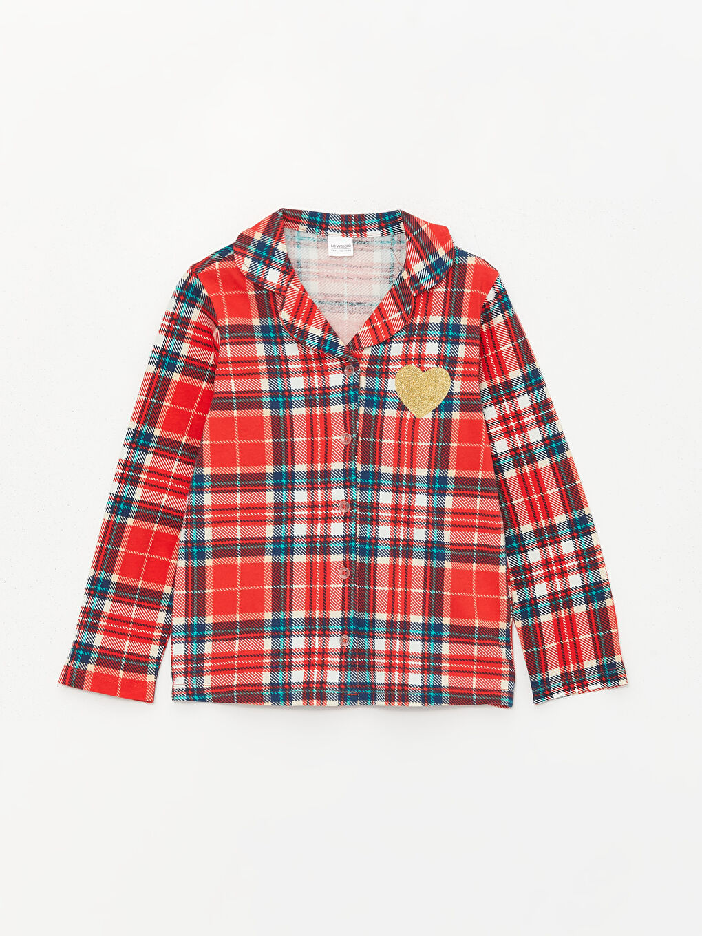 Shirt Collar Plaid Long Sleeve Girls' Pyjama Set-1