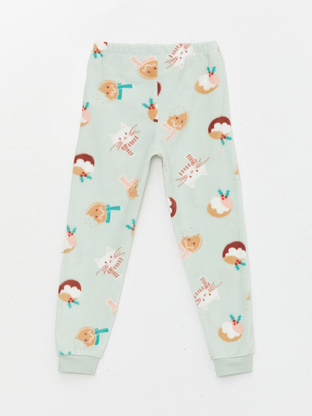 LCW Kids Canlı Kırmızı Bisiklet Yaka Yılbaşı Temalı Polar Kız Çocuk Pijama Takımı - 6