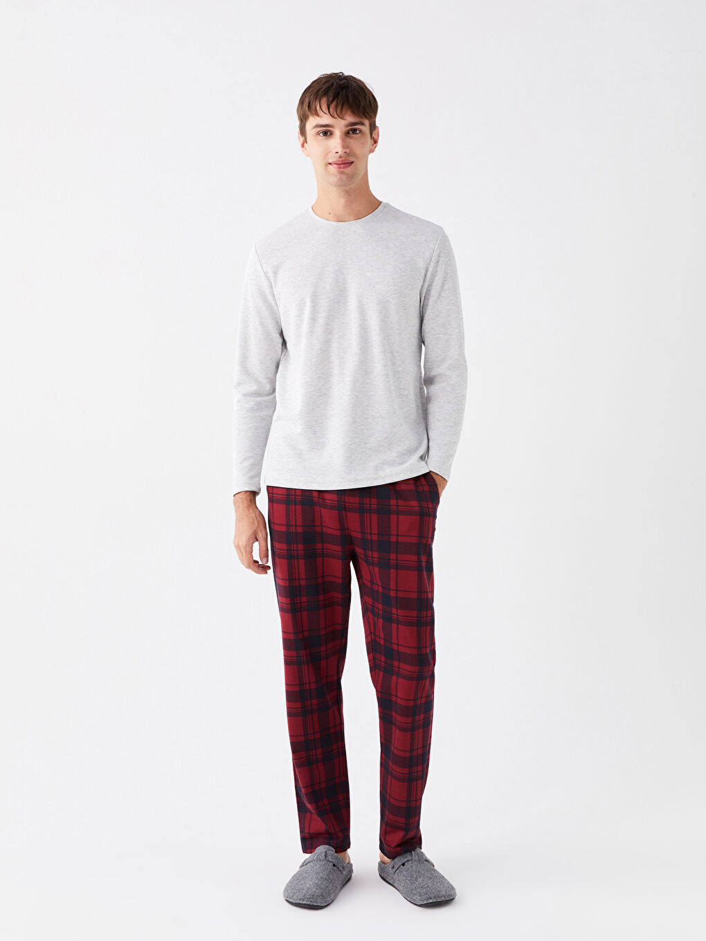 Regular Fit Plaid Men's Pyjama Set