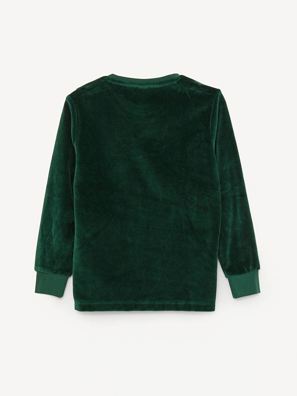 Yeşil Bisiklet Yaka Yılbaşı Temalı Uzun Kollu Kadife Erkek Çocuk Pijama Takımı-3