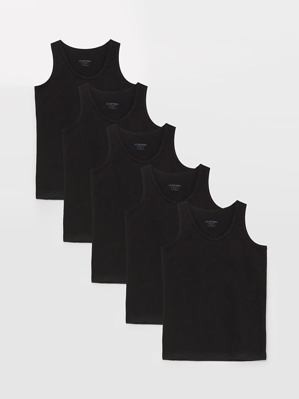 Siyah Bisiklet Yaka Basic Erkek Çocuk Atlet 5'li