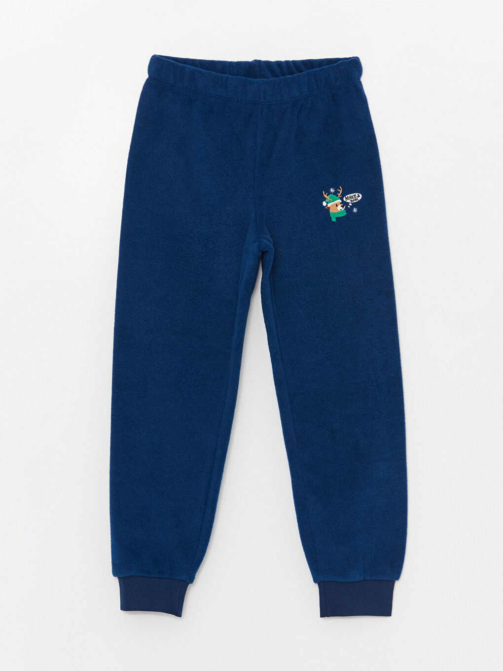 LCW Kids Kırmızı Bisiklet Yaka Yılbaşı Temalı Uzun Kollu Polar Erkek Çocuk Pijama Takımı - 5