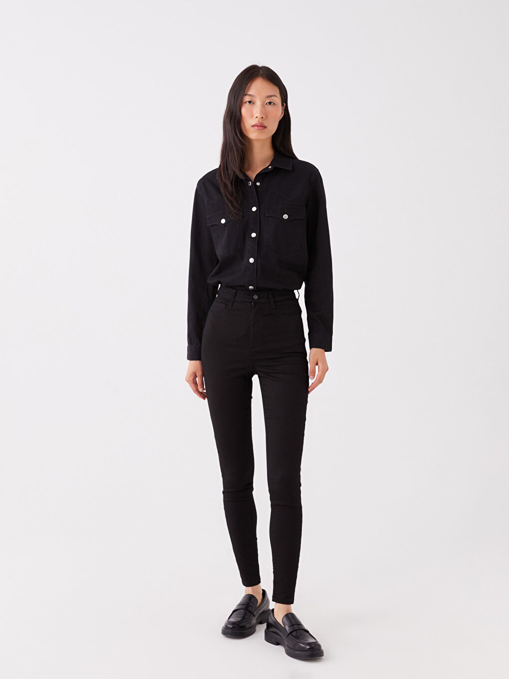 Siyah Yüksek Bel Jüpiter Süper Skinny Fit Kadın Jean Pantolon