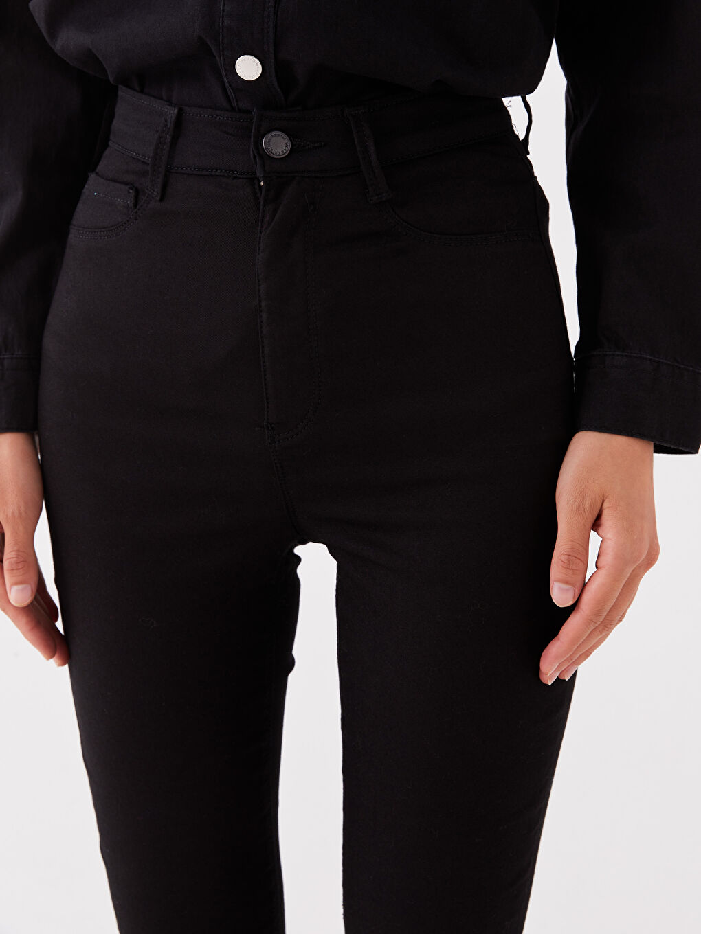 Siyah Yüksek Bel Jüpiter Süper Skinny Fit Kadın Jean Pantolon-1