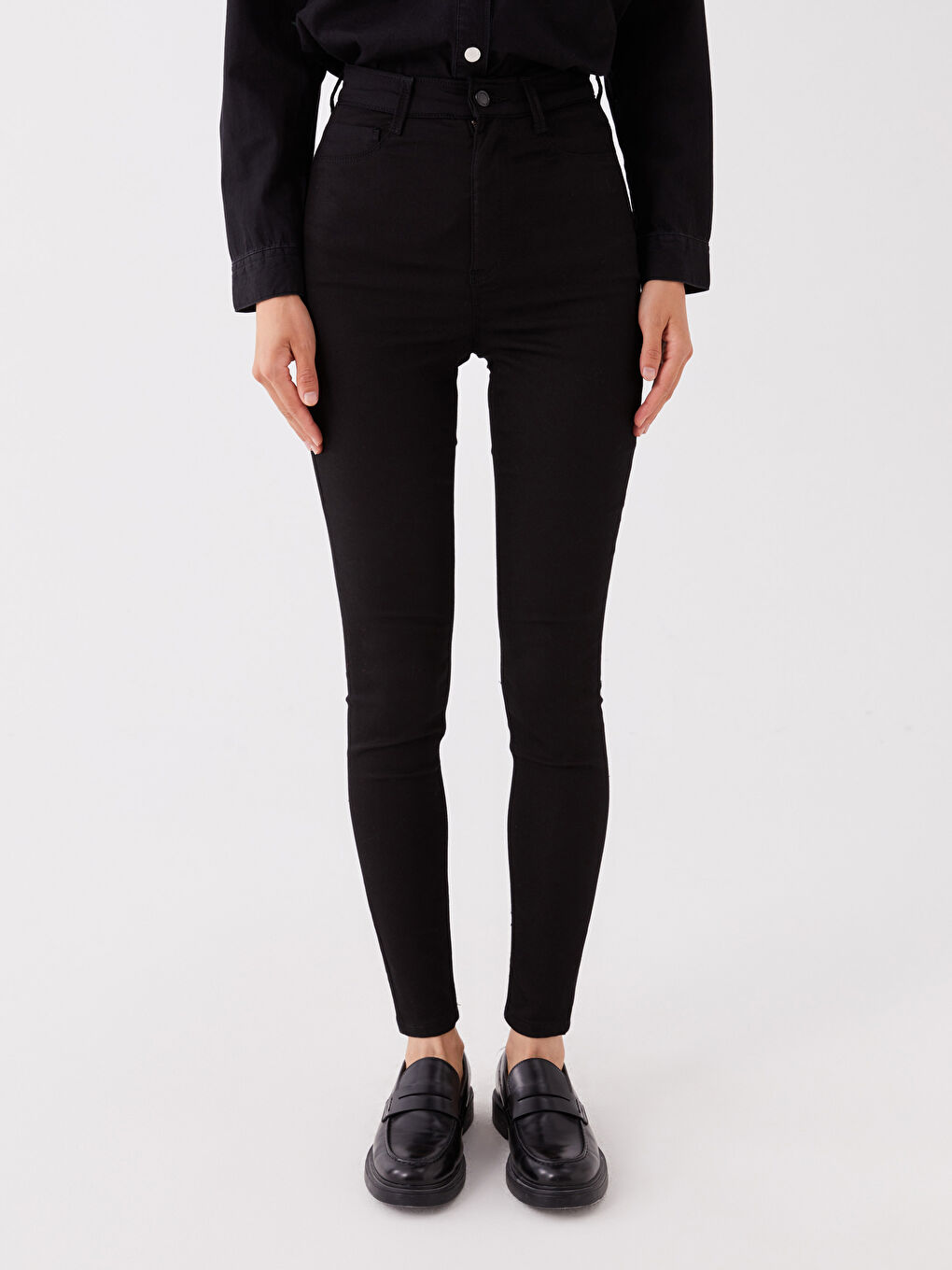 Siyah Yüksek Bel Jüpiter Süper Skinny Fit Kadın Jean Pantolon-2