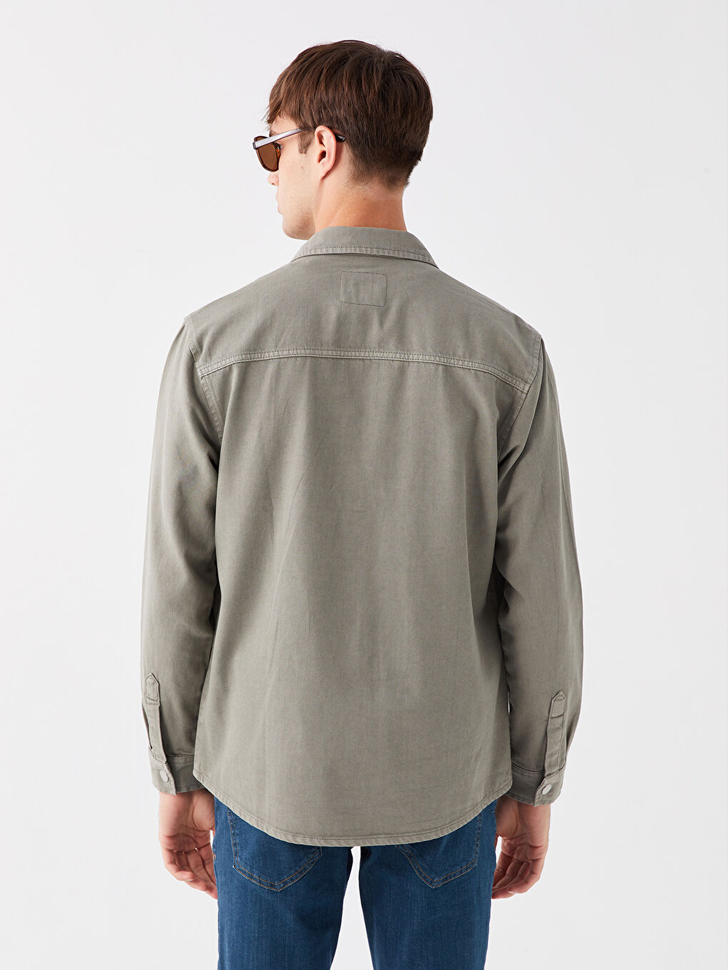 Regular Fit Long Sleeve Men's Denim Shirt-4