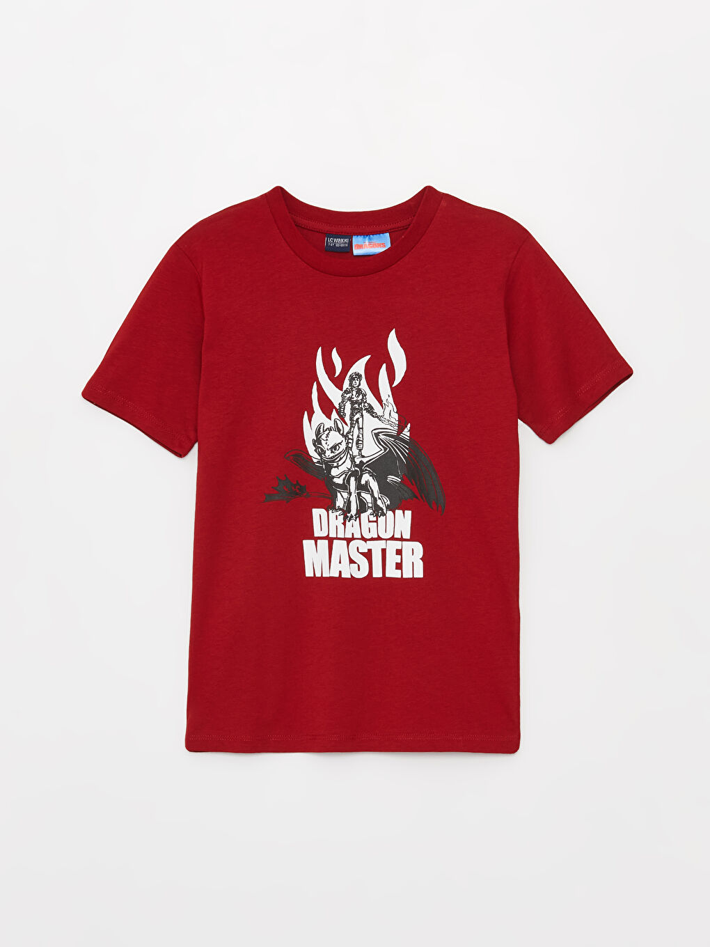 Kırmızı Bisiklet Yaka Baskılı Kısa Kollu Erkek Çocuk Tişört