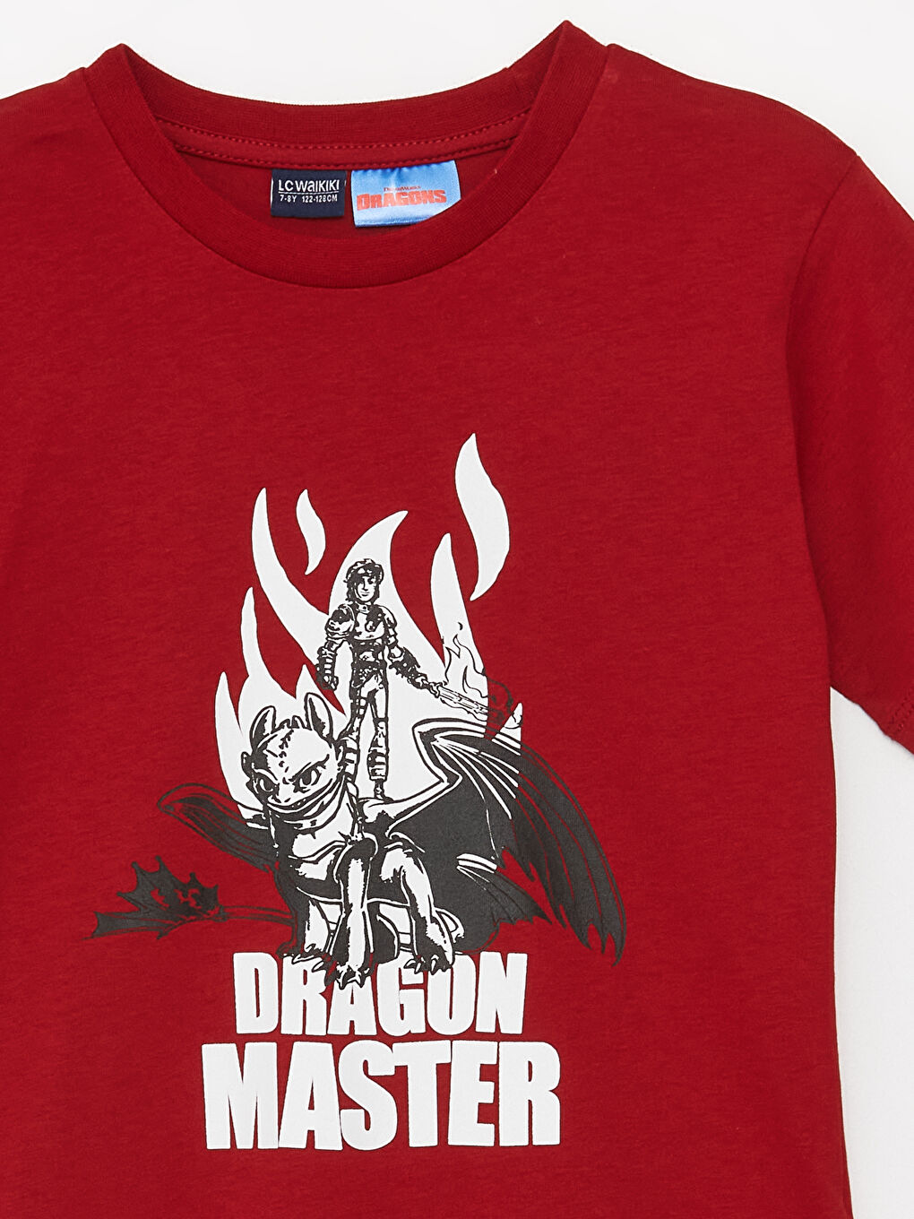 Kırmızı Bisiklet Yaka Baskılı Kısa Kollu Erkek Çocuk Tişört-2