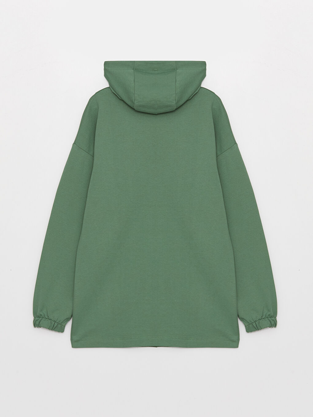 LCW Modest Yeşil Kapüşonlu Düz Uzun Kollu Oversize Kadın Sweatshirt - 6