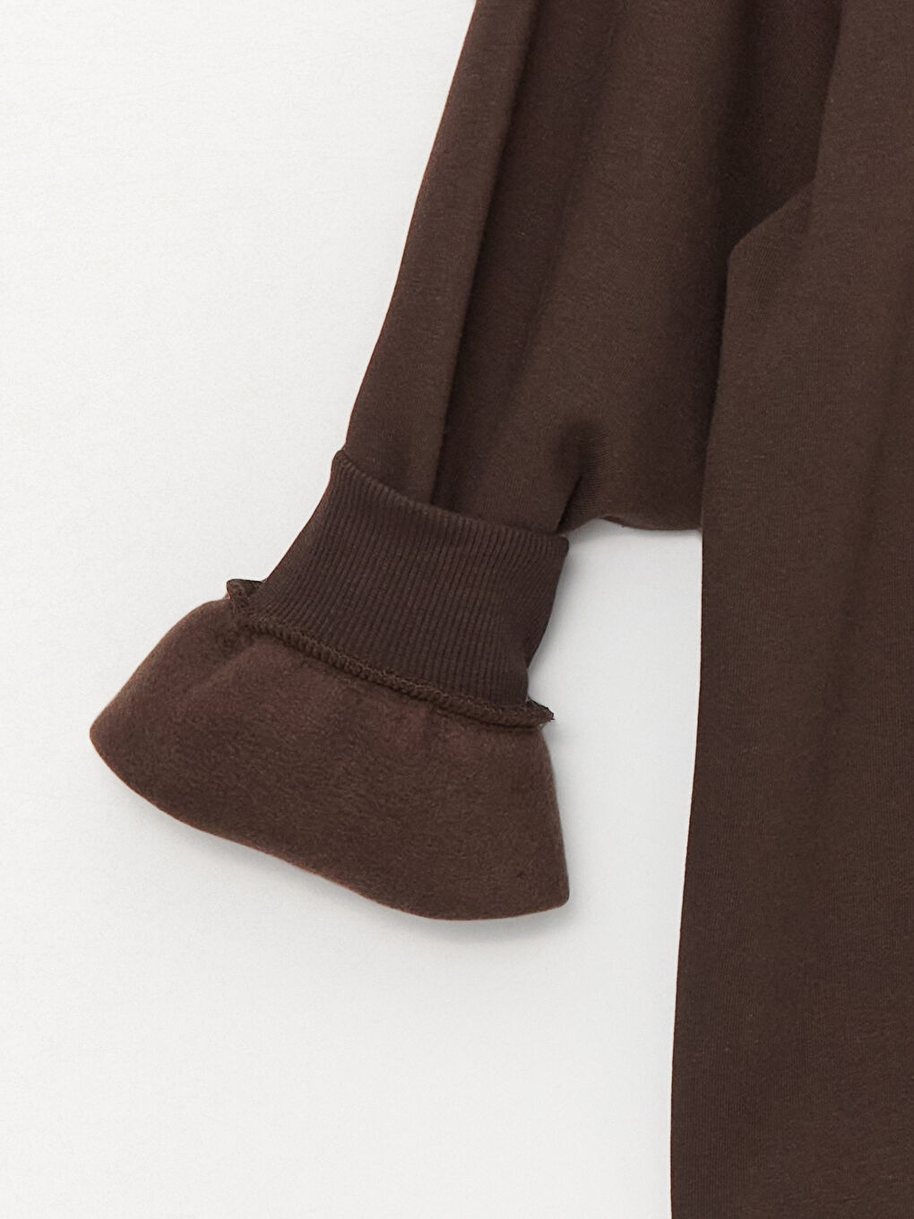 Kahverengi Polo Yaka Baskılı Oversize Kadın Kalın Sweatshirt-6