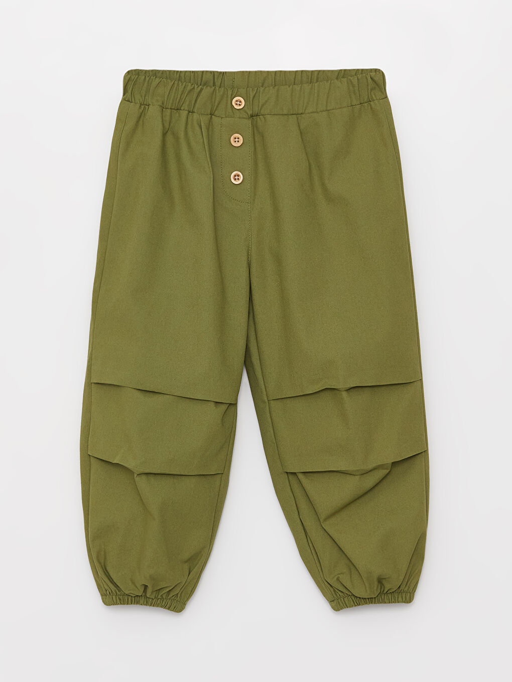 Haki Beli Lastikli Basic Gabardin Kız Bebek Pantolon-3