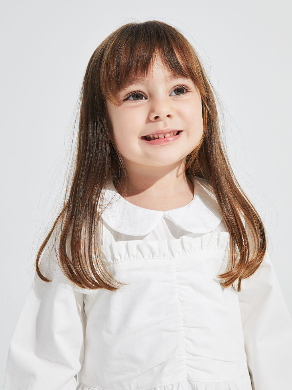 Ekru Bebe Yaka Uzun Kollu Kız Bebek Bluz