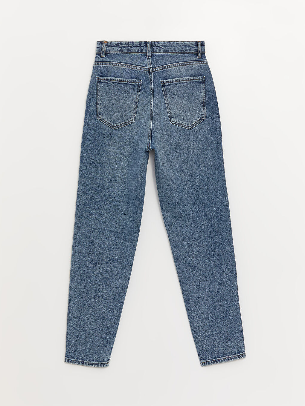 İndigo Yüksek Bel Mom Fit Kadın Jean Pantolon-6