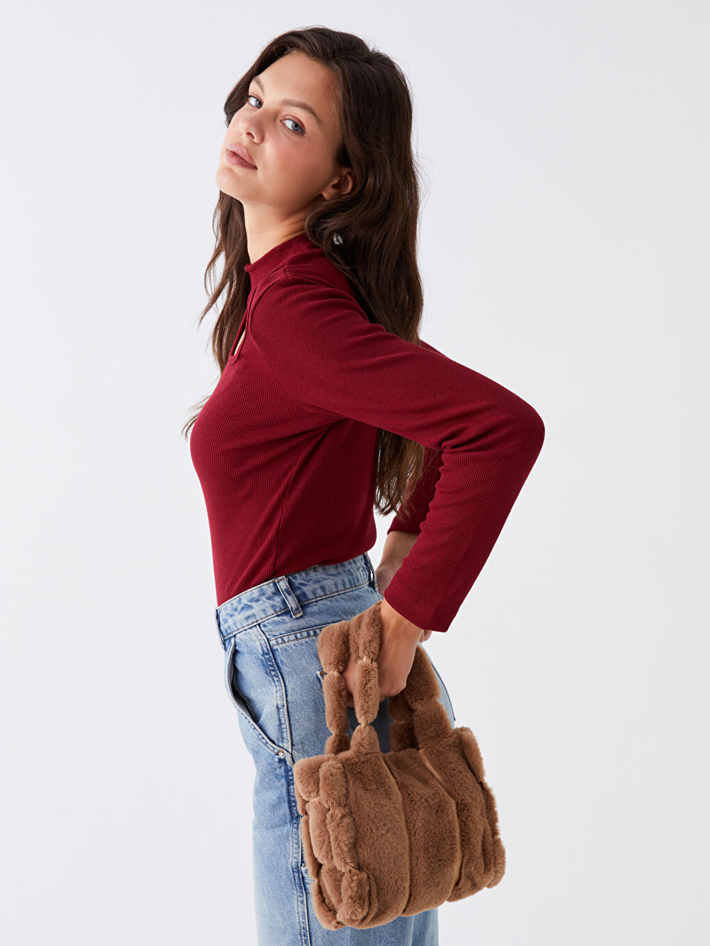 LCW ACCESSORIES Women's Plush Tote Bag -W3CI18Z8-VC8