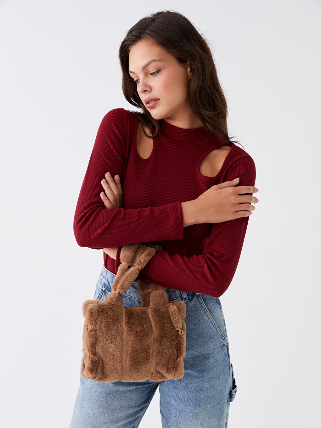 LCW ACCESSORIES Women's Plush Tote Bag -W3CI18Z8-VC8