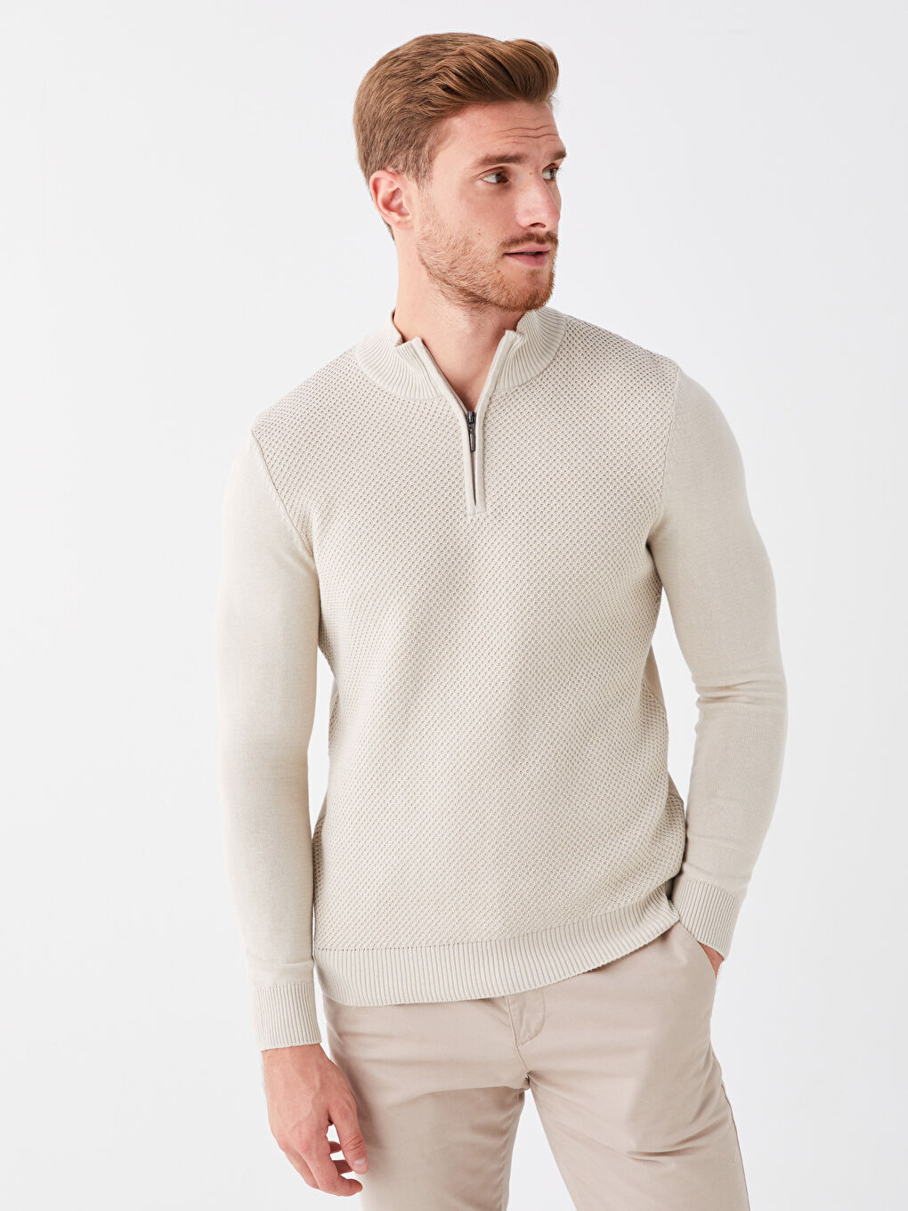 LCWAIKIKI Classic Funnel Neck Long Sleeve Men's Knitwear Sweater -W3CI37Z8-L8T