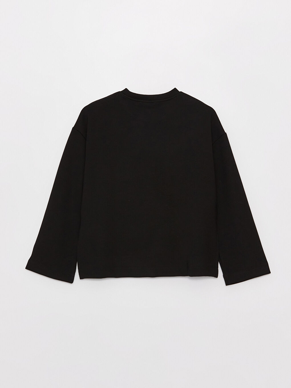 Siyah Bisiklet Yaka Oversize Kadın Sweatshirt-6