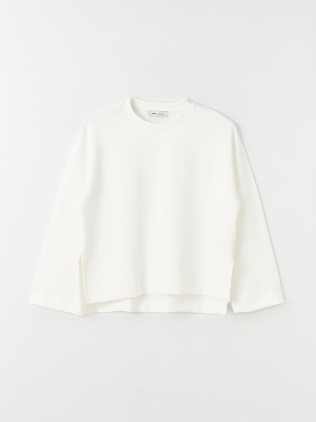 Ekru Bisiklet Yaka Oversize Kadın Sweatshirt-5