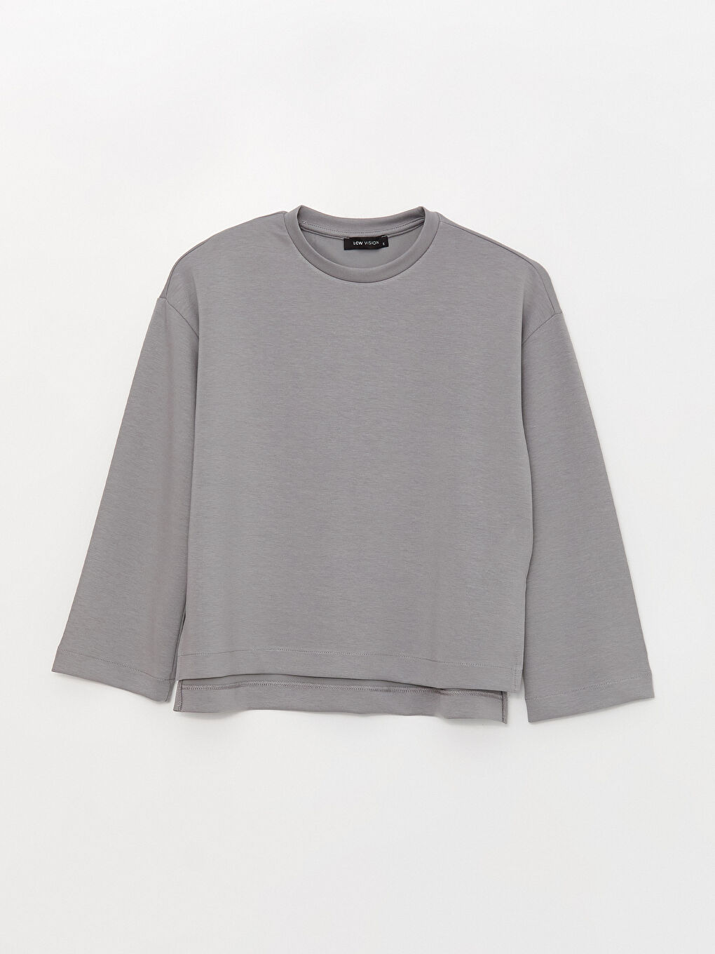 LCW Vision Gri Bisiklet Yaka Oversize Kadın Sweatshirt - 5